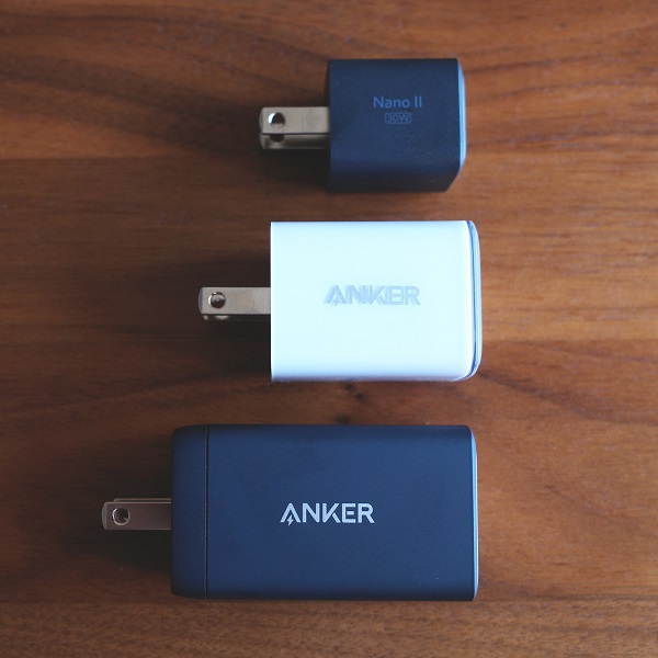 Anker 711 Charger (Nano II 30W)、Anker 521 Charger (Nano Pro)、Anker PowerPort III 3-Port 65W Pod比較②