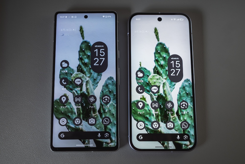 Google Pixel 10とPixel 7のディスプレイ比較
