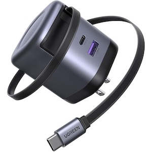 UGREEN Nexode 巻き取り式 USB-Cケーブル内蔵 充電器 65W