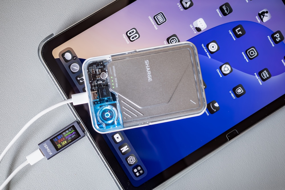 SHARGE ICEMAG 2によるiPad(A16)の有線充電速度