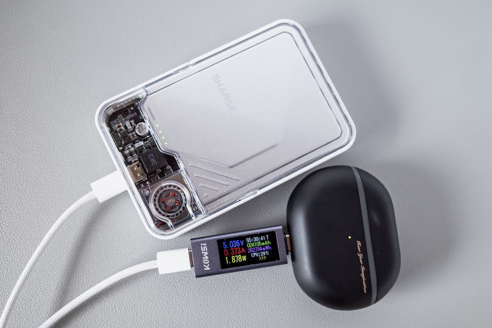 SHARGE ICEMAG 2によるワイヤレスイヤホンの有線充電速度