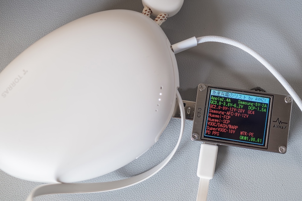 TORRAS FlexLine Pebble 2ポート同時使用時の急速充電プロトコル