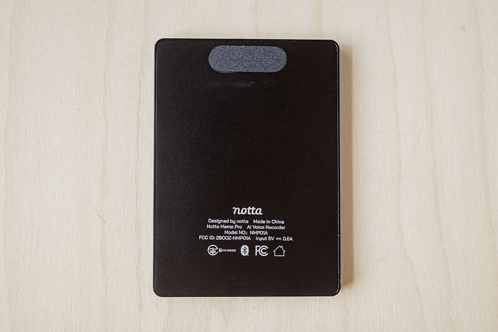 Notta Memo Pro裏面