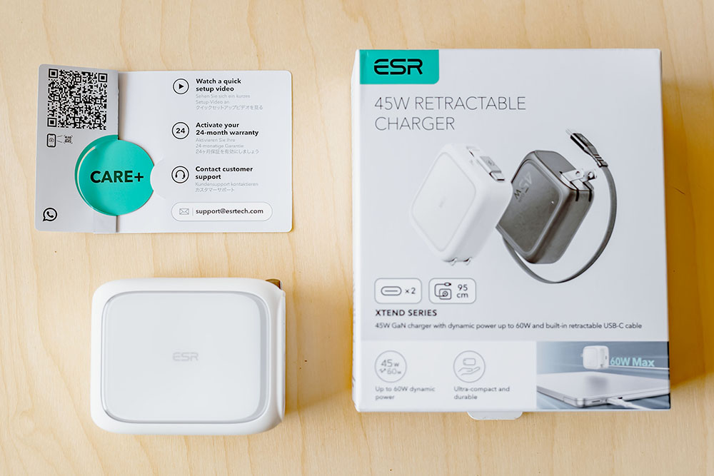 ESR Xtend 45W巻き取り式充電器 同梱品